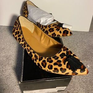 J. Crew calf hair tassel flats, size 8.5, leopard print
